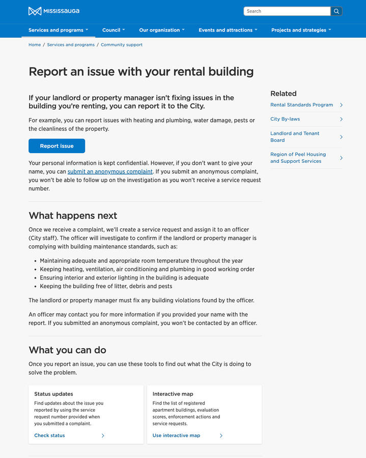 Screenshot of the redesigned program page.